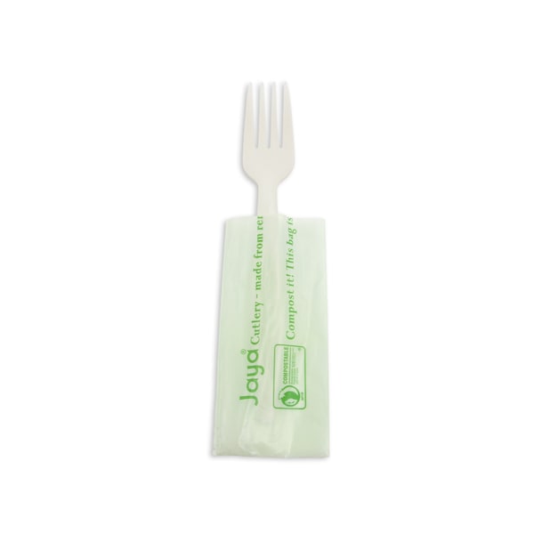 CPLA Compostable Heavy Weight 6.5 In. Fork - Individually Wrapped, 750PK